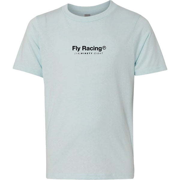 Crisp studio image on a white background of Fly Racing Fly Lost Tee (Youth); showing tee fit, printed graphics, and crew neckline; SKU 354-0322YS