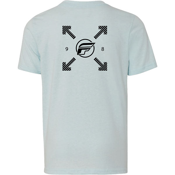 High-resolution studio image of Fly Racing Fly Lost Tee (Youth); showing tee fit, printed graphics, and crew neckline; SKU 354-0322YS