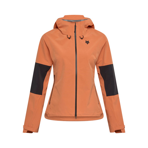 Fox Racing Defend 3 Layer Water Jacket Mountain Bike (Womens) front angle view in Coral sizes XS, SM, MD, LG, XL SKU 33774-A03-XS. Riding Jacket | Available at BTO Sports