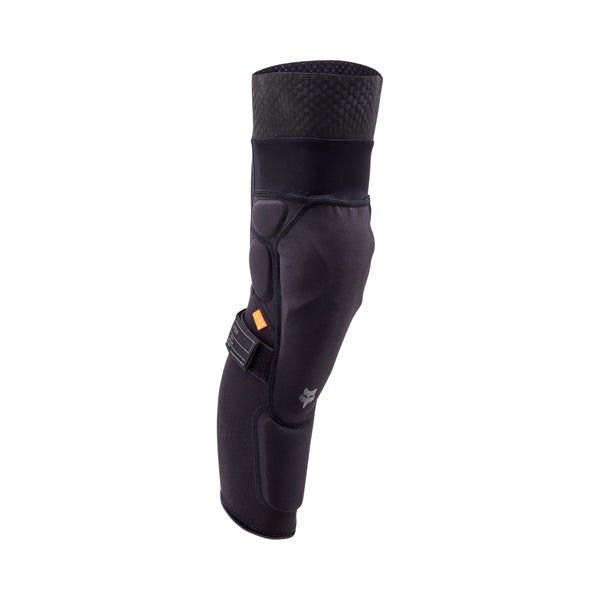 Fox Racing Launch Knee and Shin Guard Mountain Bike front angle view in Blk sizes XS, SM, MD, LG, XL, 2X SKU 33836-001-XS. Knee & Shin | Available at BTO Sports