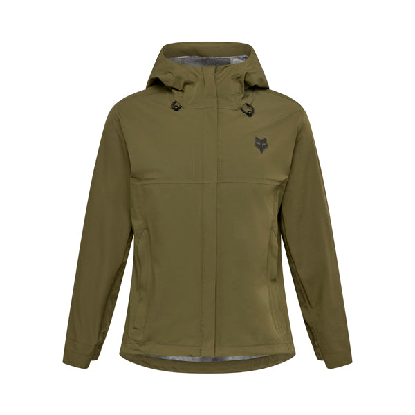 Fox Racing Ranger Water Jacket Mountain Bike (Youth) front angle view in Olive/Grn sizes Y-SM, Y-MD, Y-LG, Y-XL SKU 36255-099-YS. Riding Jacket | Available at BTO Sports