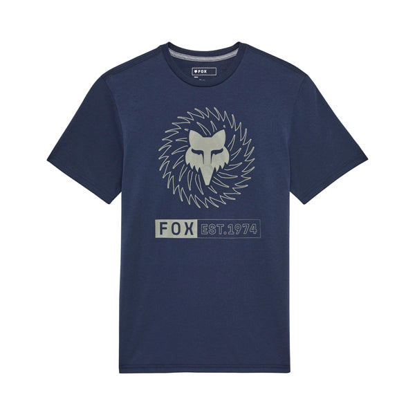 Clean studio shot of Fox Racing Kairos Tech Tee; showing tee fit, printed graphics, and crew neckline; SKU 37367-329-S; Sizes: S-2XL