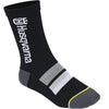 Product image of Husqvarna Motorcycles - HQV Barred Crew Socks in Black showing crew-length moto socks with Husqvarna branding, SKU 3HS250052600 | Available at BTO Sports