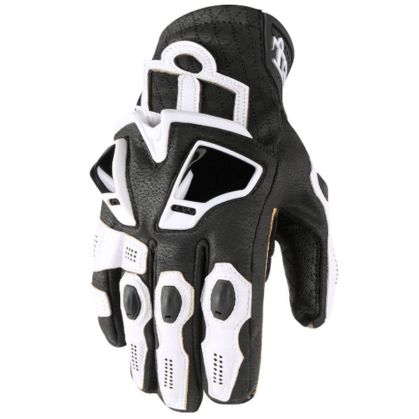 Product image of Icon hypersport short glove white motocross gloves showing fit, construction, and colorway | Available at BTO Sports