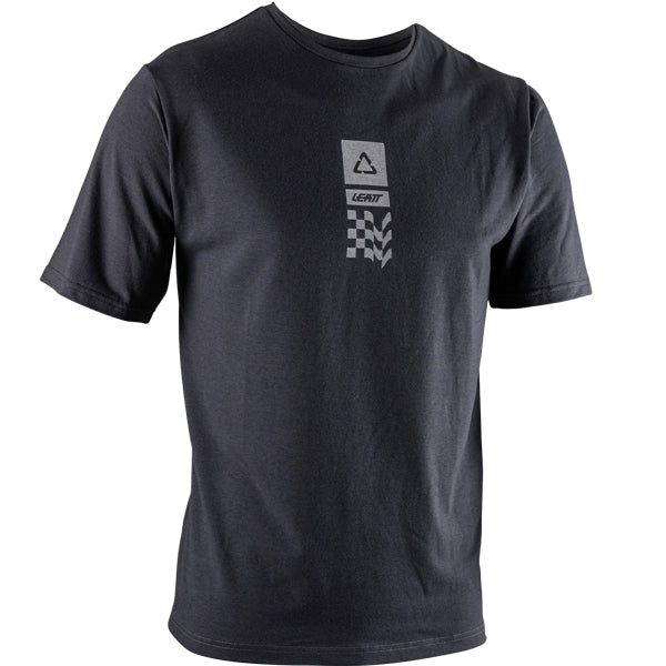 Crisp studio image on a white background of Leatt Core T-Shirt; showing tee fit, printed graphics, and crew neckline; SKU 5026081290; Sizes: S-3XL