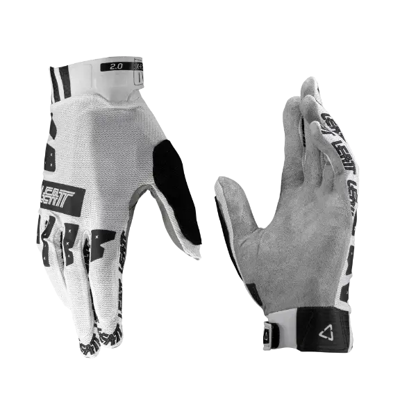 Product photo showing Leatt, X-Flow 2.0 Glove (MTB) Mountain Bike in White, Colors: Glamis, Glow, Granite, Loam, Pistachio, Stealth, White, Sizes: LG, MD, SM, XL, SKU: 6025105521