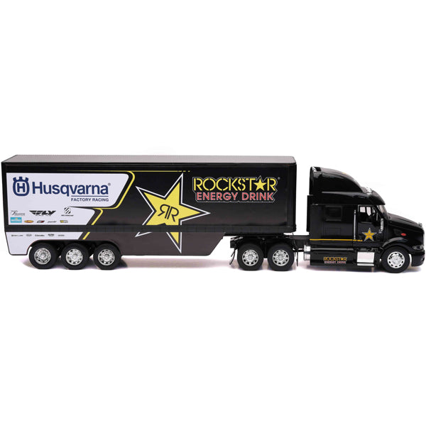 Product image | New Ray Toys - Peterbilt Rockstar Husqvarna Factory Race Team Truck 1:32 Scale | SKU: 959-0158 detailed die-cast toy model for collectors and kids | Available at BTO Sports