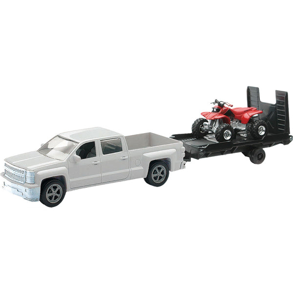 Product image | New Ray Toys - Scale Chevrolet Silverado Pick Up w/ ATV 1:43 Scale | SKU: 959-0045 detailed die-cast toy model for collectors and kids | Available at BTO Sports