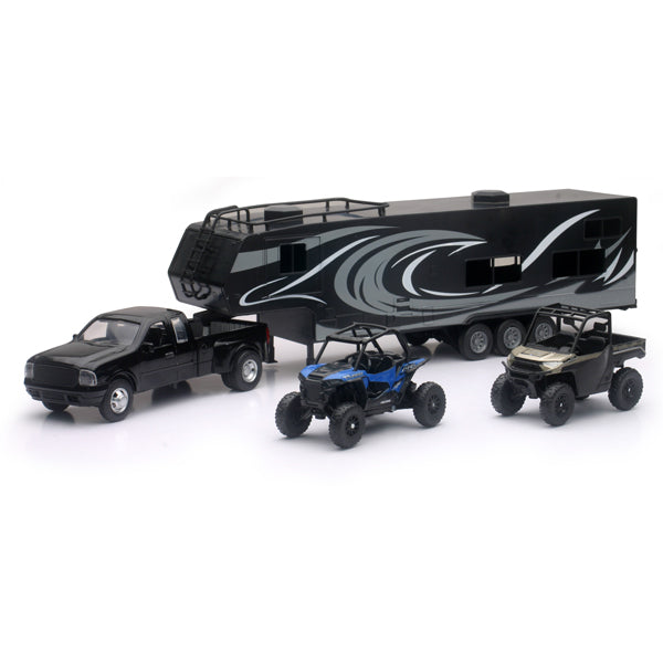 Product image | New Ray Toys - Pick Up Toy Hauler w/ Polaris Vehicles Set | SKU: 959-0137 detailed die-cast toy model for collectors and kids | Available at BTO Sports