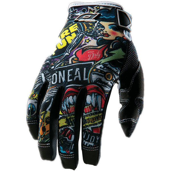 High-resolution studio image of O'Neal, Mayhem Crank Glove, Offroad Gloves, SKU 0385-129, color options Black/Multi, sizes XL–2X