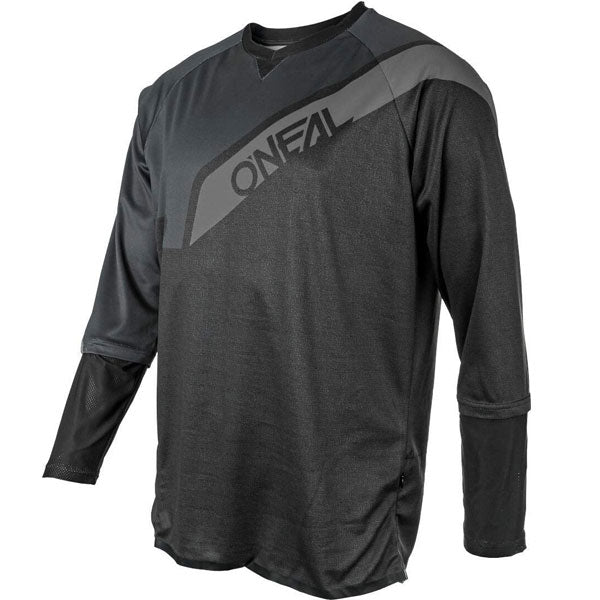 Clean studio photo on a white background of O'Neal, Tobanga Jersey (MTB) Mountain Bike, SKU 0084-702, color options Black/Grey, sizes XL–2X