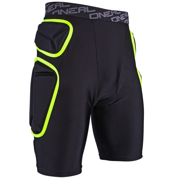 Studio photo showcasing O'Neal, Trail Pro Short, Base Layer Shorts, SKU 1288-003, color options Lime/Black, sizes XL–2X