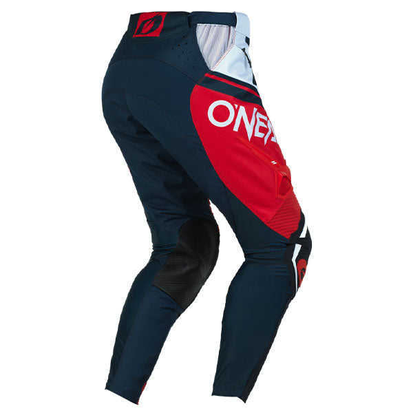 Studio image highlighting O'Neal, Hardwear Flow V.23 Pants, SKU H022-234, color options Grey/Neon, Blue/White, sizes 28–42