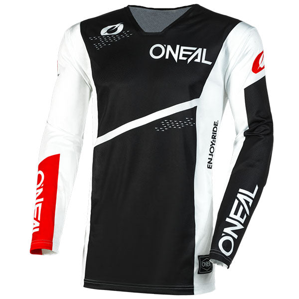 Studio product photo on a neutral background of O'Neal, Hardwear Air Slam V.23 Jersey, SKU H004-114, color options Black/Neon, Black/White, sizes XL–2X