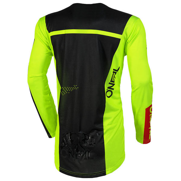 Detailed studio photograph of O'Neal, Hardwear Air Slam V.23 Jersey, SKU H004-113, color options Black/Neon, Black/White, sizes XL–2X