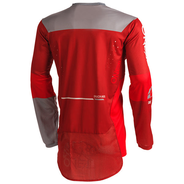Studio product photo on a neutral background of O'Neal, Hardwear Haze Jersey, SKU H003-203, color options Red/Grey, Blue/Red, Blue/Orange, sizes XL–2X