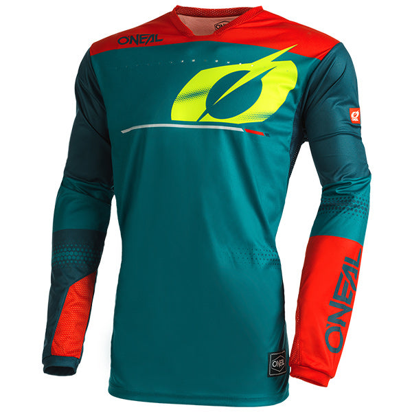 Clean studio photo on a white background of O'Neal, Hardwear Haze Jersey, SKU H003-206, color options Red/Grey, Blue/Red, Blue/Orange, sizes XL–2X