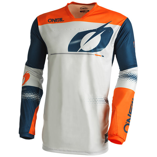 Clean studio photo on a white background of O'Neal, Hardwear Haze Jersey, SKU H003-303, color options Red/Grey, Blue/Red, Blue/Orange, sizes XL–2X