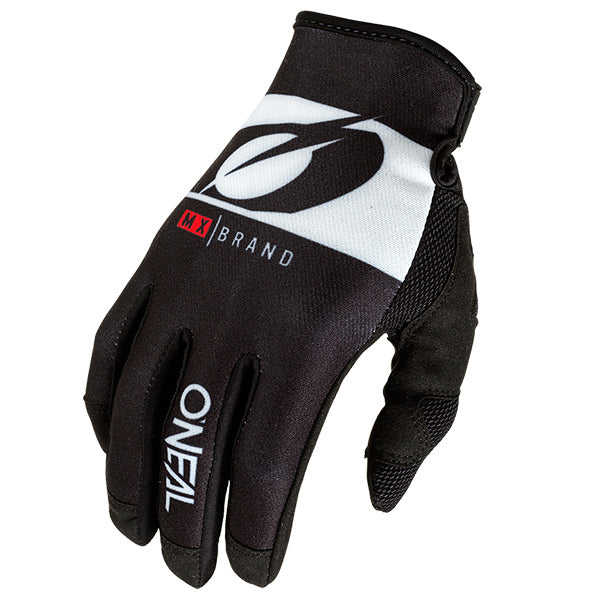 Studio product photo on a neutral background of O'Neal, Mayhem Rider Glove, Offroad Gloves, SKU M030-108, color options Black/White, Blue/Grey, Red/Grey, sizes XL–2X