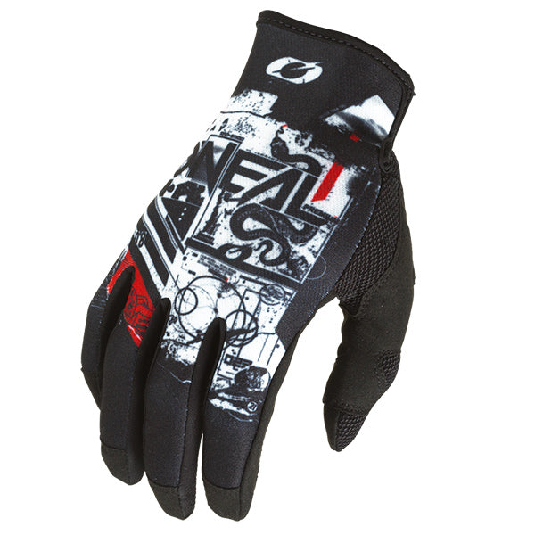 Clean studio photo on a white background of O'Neal, Mayhem Scarz Glove, Offroad Gloves, SKU M030-208, color options Black/White, sizes XL–2X