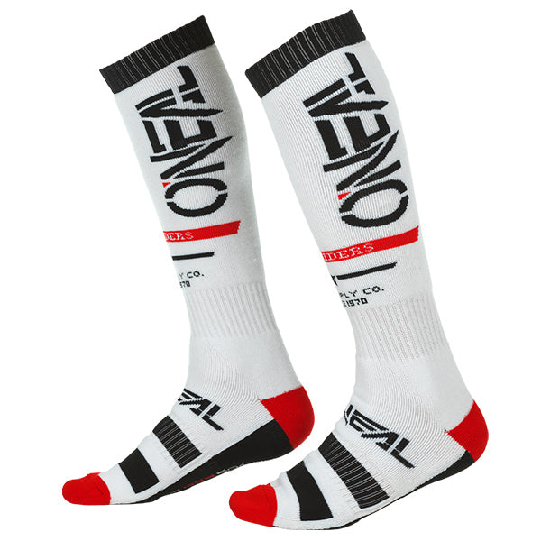 High-resolution studio image of O'Neal, Pro MX Squadron Socks, SKU 0356-786, color options White, Black