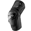 High-resolution studio image of 100%, Fortis Knee Guards (MTB), Knee & Shin, SKU 27040579, color options Black, Grey Heather/Black, sizes S/M, L/XL, Designed for Mountain Bike, BMX and E-Bike riders