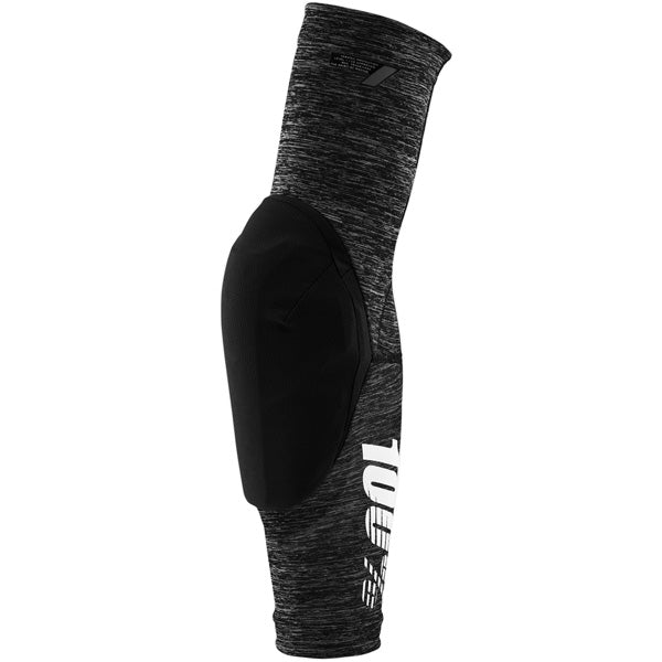 High-resolution studio image of 100%, Teratec Elbow Guards (MTB), SKU 27060271, color options Grey Heather/Black, Black, sizes S–XL, Designed for Mountain Bike, BMX and E-Bike riders