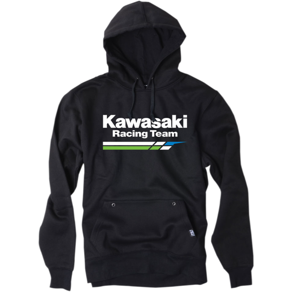 Clean studio shot of Factory Effex - Kawasaki Racing Pullover; showing overall shape and visible design details; SKU 18-881; Colors: Black; Sizes: XL