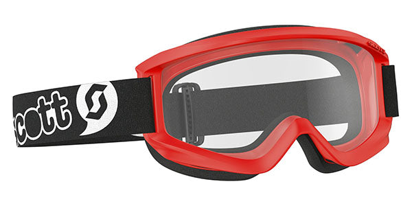Product image of Scott agent youth goggle red motocross goggles showing frame design, lens style, and colorway