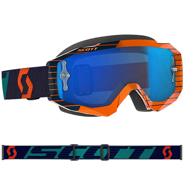 scott hustle mx goggles Orange/ Blue w/ Blue Chrome Lens