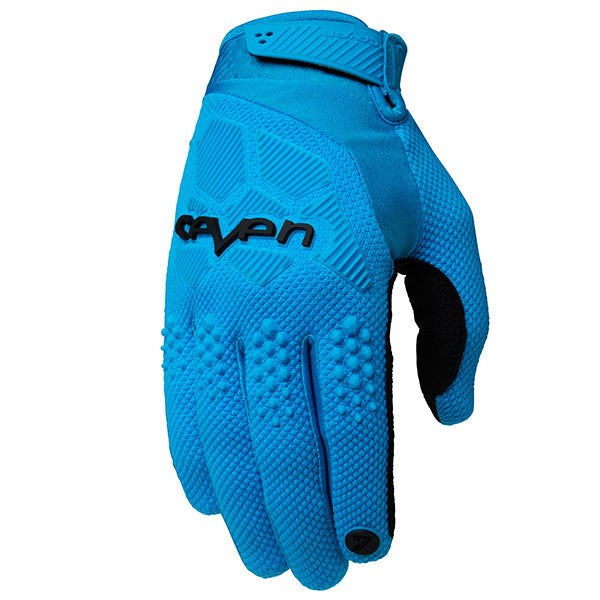 Product image of Seven MX  rival zone glove cyan motocross gloves showing fit, construction, and colorway | Available at BTO Sports