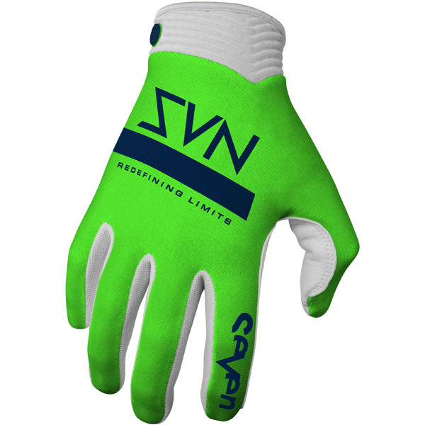 Product image of Seven MX  zero contour glove flo green e3da7a08 e77c 48ef 8171 52ee17e1a9 motocross gloves showing fit, construction, and colorway | Available at BTO Sports
