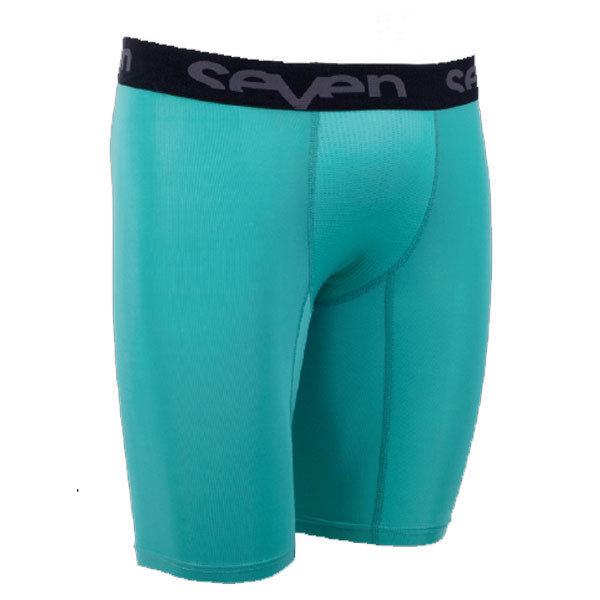 Seven MX Zero Compression Short product image in L sizes Black/Aqua SKU 2020003-003-L. Base Layer Shorts | Available at BTO Sports