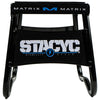 Front view of the STACYC Moto Stand upright bike storage stand