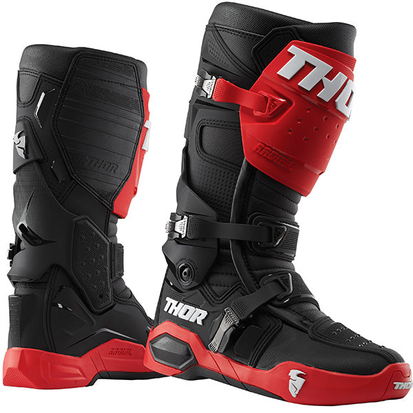 Product image of thor 2019 radial boot red black 1 e831adf3 215e 424b a6c4 cb4b5dacfb9e motocross boots showing design and colorway | Available at BTO Sports