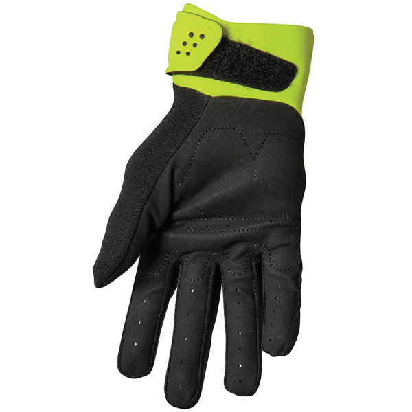 Product image of Thor 22 spectrum glove black acid 2 f07d7427 8958 4035 8a7b bc8edcd47483 motocross gloves showing fit, construction, and colorway | Available at BTO Sports