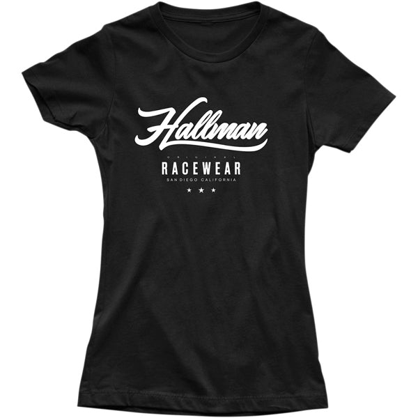 Studio photo on a white background of Thor Hallman Original Tee (Women's); showing tee fit, printed graphics, and crew neckline; SKU 303137; Sizes: BLACK