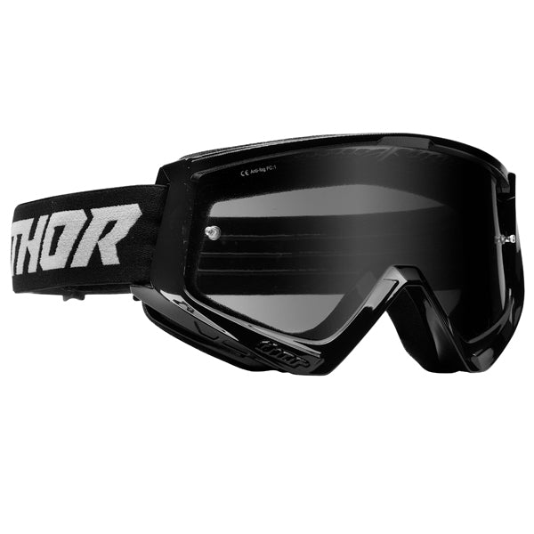 Product image of Thor mx22 combat racer sand goggle black gray motocross goggles showing frame design, lens style, and colorway