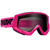 Product image of Thor mx22 combat racer sand goggle flo pink black motocross goggles showing frame design, lens style, and colorway