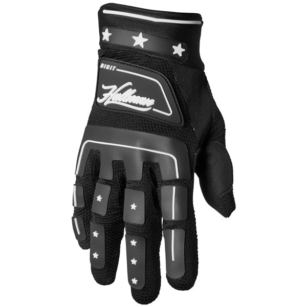 Product image of Thor mx22 hallman digit glove black white 1 motocross gloves showing fit, construction, and colorway | Available at BTO Sports