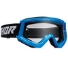 Product image of Thor mx22 youth combat racer goggle blue black motocross goggles showing frame design, lens style, and colorway