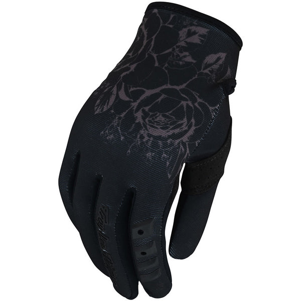 Product image of Troy Lee Designs mx22 gp floral glove women black 1 1bebc4da 23aa 4596 870c 497b66ff6d81 motocross gloves showing fit, construction, and colorway | Available at BTO Sports