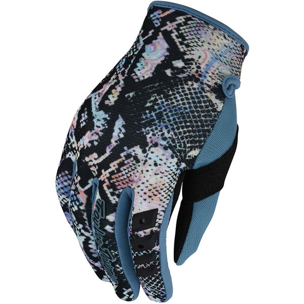 Product image of Troy Lee Designs mx22 gp snake glove women blue 1 738c93cc 6961 4647 b324 b9e2f7d36d67 motocross gloves showing fit, construction, and colorway | Available at BTO Sports