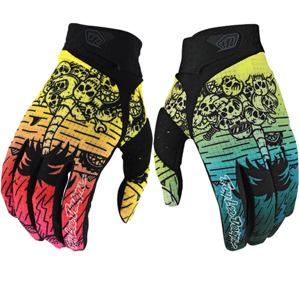 Product image of Troy Lee Designs le boneyard glove pnk blu motocross gloves showing fit, construction, and colorway | Available at BTO Sports