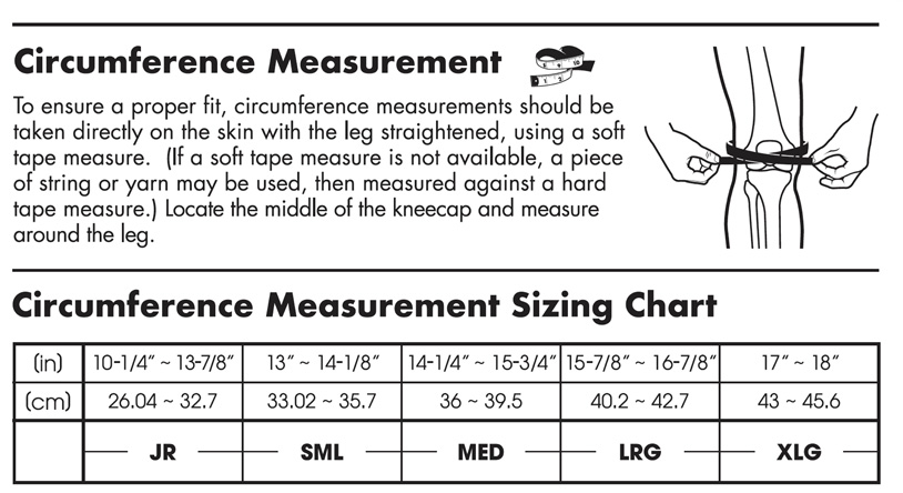 Pod Knee Brace Size Chart