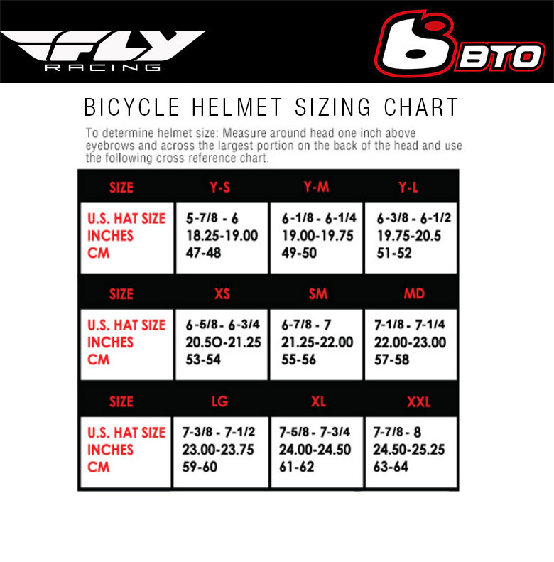 fly bicycle helmet sizing chart