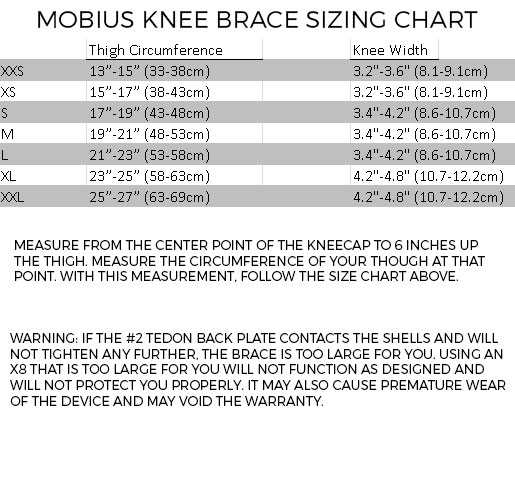 Mobius X8 Size Chart